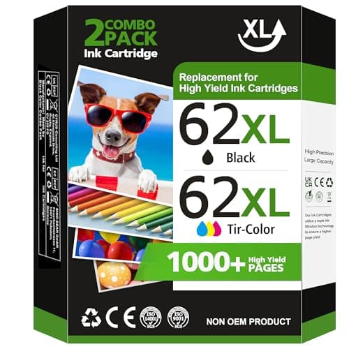 Image of LIFOR 62 XL 62XL Ink Cartridges Black and Colour Multipack Replacement for HP 62 Ink Cartridges Twin Pack for HP Envy 5540 5541 5544 5546 5644 5541 5640 5646 5542 OfficeJet 200 250 5740 5742 (2-Pack)
