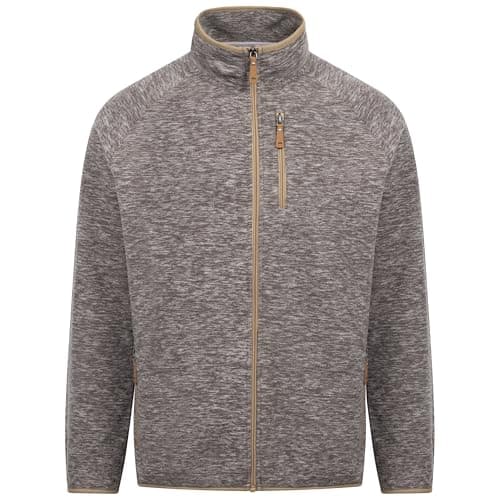 Image of Trespass Mens Fleece Mitchie - Anti-Pilling, Full Front Zip, Chest Zip Pocket, 2 Side Pockets, Contrast Zips, Elasticated Cuff and Hem, Contrast Binding, Knitted, 100% Polyester Grey Marl