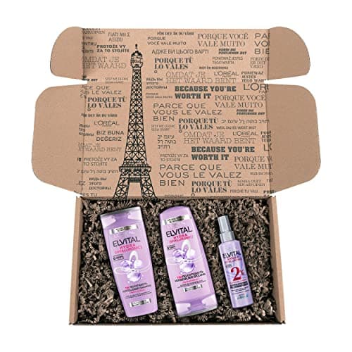 Image of L'Oréal Paris Elvital Hydra Hyaluronic Moisturising Care Set with Shampoo, Conditioner & Leave-In Serum for Shiny Hair, with Hyaluronic for a Moisture Boost, Shine & Protection, 3-Piece
