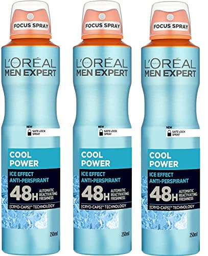 Image of L'Oréal Men Expert Cool Power 48H Anti-Perspirant Ice Effect Gents Deodorant Body Spray 150ml 3 Pack