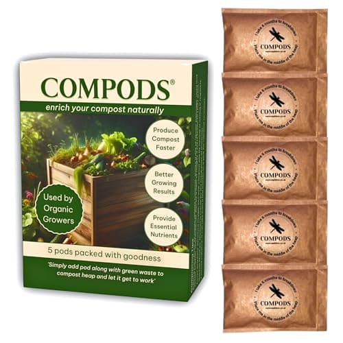 Image of ComPods Organic Compost Activator and Accelerator – Multi-Purpose Compost Maker, Starter for Kitchen Bins, Houseplants, Gardens – Speeds Up Composting, Works on 150L Waste, 5 Pods, 150g
