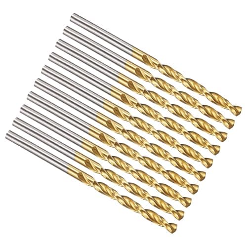 Image of PATIKIL 3mm Drill Bit, M42 8% Cobalt High-Speed Steel Jobber Straight Shank 135° Titanium Nitride (TiN) Coated for Hard Metal Stainless Steel - 10 Pack