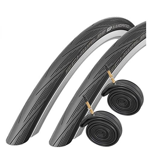 Image of Schwalbe Lugano 700 x 25c Road Bike Tyres with Presta Inner Tubes (Pair) - Black