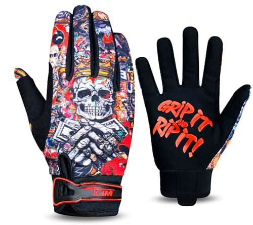 Image of WFX Motorbike Gloves for Men & Women, Skeleton-Paw Cycling Gloves Breathable Touchscreen Dirt Bike Racing Gloves for ATV, MTB, BMX & Motocross Riding Racing, Bicycle (Red, M)