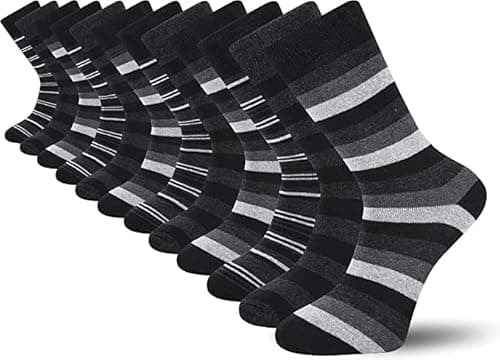 Image of Cob Stallion- Multi-Stripe Men's Socks, Multicoloured Black Socks for Men, Multipack 6-11 UK- (12 Pack)