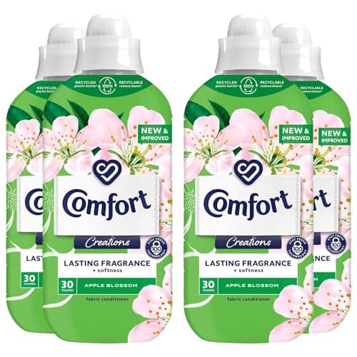 Image of Comfort Creation Concentrated Fabric Conditioner with 100 Days of Long Lasting Fragrance and Softness Intense Liquid Fabric Softener 30 Washes, 900 ml (Apple Blossom, Buy 4)