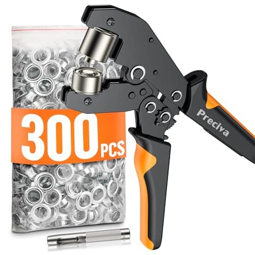 Image of Eyelet Punch Kit,300 PCS of 10mm Grommets,Preciva Ratcheting Pliers Grommet Kit with Leather Hole Punch,Complete Eyelet & Grommet Kit for Tarpaulin Eyelets,Grommet Machine Hand Press Tool for PVC