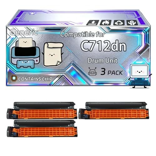 Image of C712dn Drum Unit Compatible for Okidata OKI C712DN C712N Printers, With Chip, 30000 Pages, Vibrant Colours (3 Pack Black)