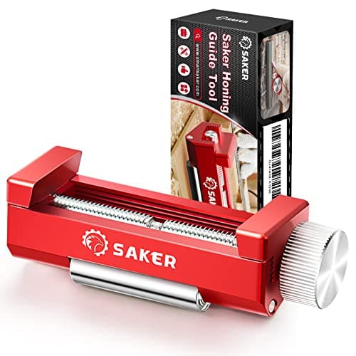 Image of Saker Honing Guide Tool Upgraded - Off-Center Sharpening Holder for Short Woodworking-Chisels and Planes Width 0.2-2.55 inches,RED