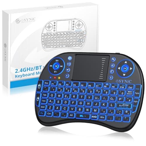 Image of eSynic Upgraded Backlit Keyboard Wireless Bluetooth 2.4GHz Keyboard Touchable Portable with Touchpad Mouse and Built-in Rechargeable Battery For Google Smart TV Android Box Windows Laptop