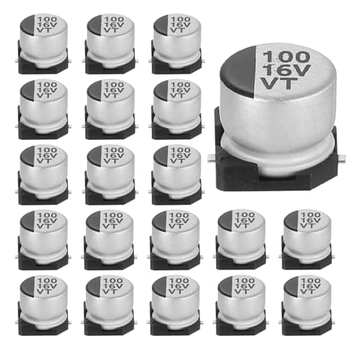Image of sourcing map 100uF 16V Aluminum Electrolytic Capacitors, Low Impedance Surface Mount Device Electrolytic Capacitor for TV Computer Circuit Board DIY Electronic Projects, 6.3x5.4mm, 20pcs