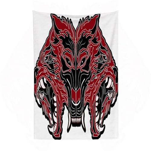 Image of EYLOZS Fleece Blanket - Versatile Soft Warm Blanket Fluffy Throws for Sofa Blanket,Cozy Solid Bed Flannel Blanket,head cerberus logo frome hell ready to fight,59x79in