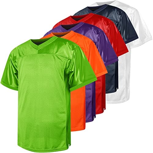 Image of Blank Football Jersey,90s Hip Hop Sports Mesh Practice Plain Football Shirt, Grass-Green, Large