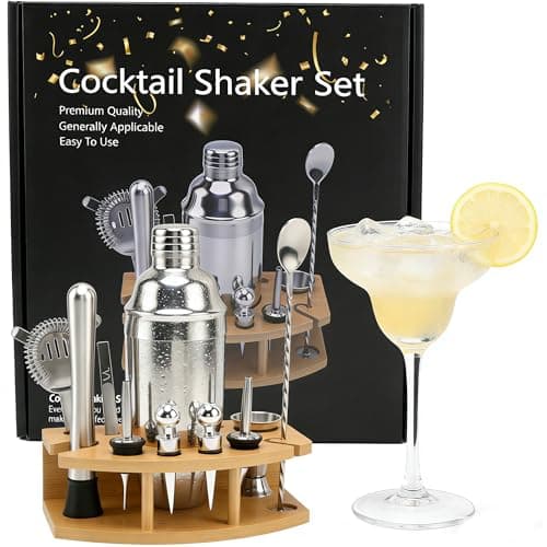 Image of Cocktail Shaker Set, 750 ML Stainless Steel Cocktail Mixing Set with Stand, Bartending Kit for Home, Bar, 12 Pieces Bar Tool Kit for Christmas, Birthday, Anniversary, Wedding