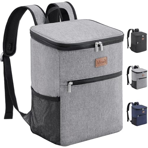 Image of Lifewit 21L 30-Can Soft Cooler Backpack Bag with Hard Liner, Large Insulated Picnic Lunch Box Soft-Sided for Camping/BBQ/Family Outdoor Activities, Grey