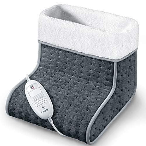 Image of Beurer FW20UK Cosy Foot Warmer - Grey, Electric foot warmer for cold feet, 3 temperature settings, Cosy teddy fleece lining, Suitable up to shoe size 12.5, Washable lining, 45°C - 50°C