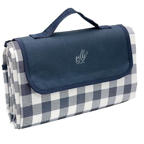 Image of Pelle & Sol Picnic Blanket Waterproof, 200x140CM Foldable Picnic Mat - Outdoor Beach Blanket - Slip Resistant w/Carrying Handle - Sandproof & Washable Beach Mat for Garden, Hiking, Camping