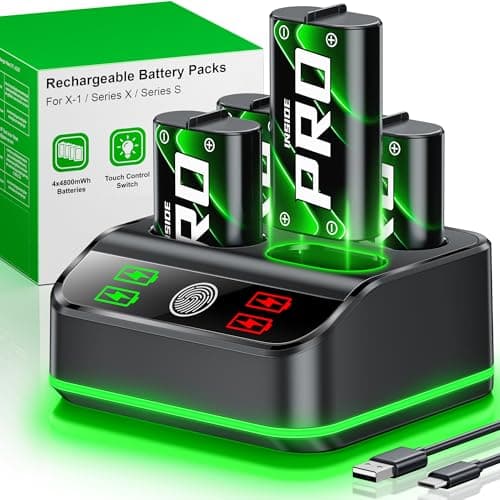 Image of 4x4800mWh Rechargeable Battery Pack with Charging Station, Xbox Controller Battery Pack Compatible with Xbox One/S/X/Elite/Series S/X with LED Indicators