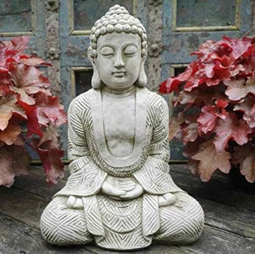 Image of Karma Buddha Stone Statue | Monk Oriental Garden Outdoor Decoration Ornament
