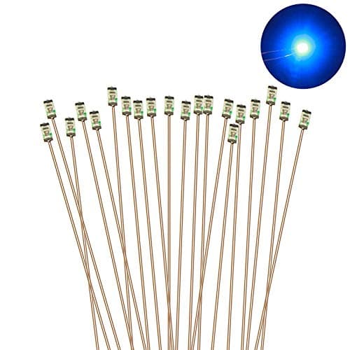 Image of Evemodel C0603B 20pcs Pre-soldered micro 0.1mm Copper Wired BLUE SMD Led 0603 NEW