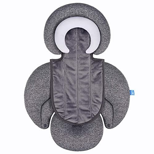Image of INFANZIA 2-in-1 Head & Body Support for Baby Newborn Infants - Extra Soft Stroller Cushion Pads Car Seat Insert, Perfect for Bouncer, Strollers, Swings (Grey)