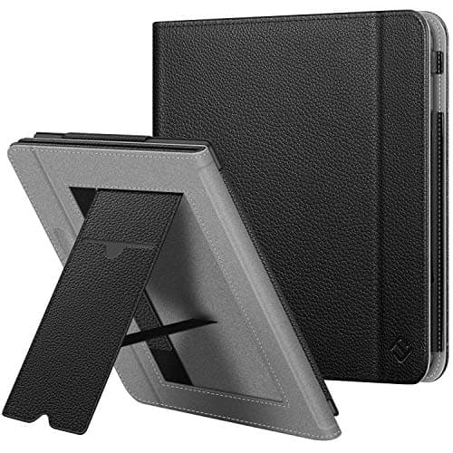 Image of FINTIE Stand Case for Kobo Libra H2O 7-inch eReader - Premium PU Leather Protective Sleep Cover with Card Slot, Hand Strap and Auto Sleep/Wake Function for Kobo Libra H2O 2019, Black