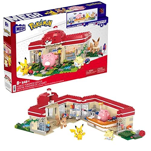 Image of MEGA Pokémon Playset, Forest Pokemon Center Includes Pikachu, Chansey, Eevee, and Togepi, Building Toys for Kids and Adults, Collectible Character Model with 648 Pieces, Toy for Ages 8 and Up, HNT93