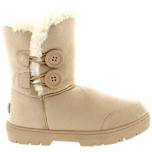 Image of Holly Womens Twin Button Waterproof Winter Snow Boots - Beige - 7-40 - AEA0171
