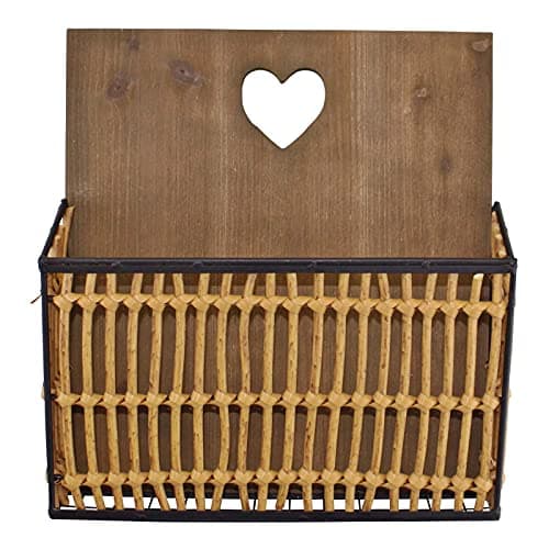 Image of EliteKoopers 1Pcs Metal & Wicker Wall Hanging Magazine Rack For Home Uses