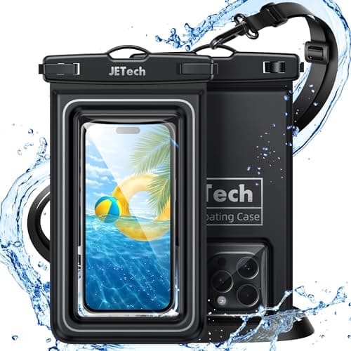 Image of JETech Floating Waterproof Phone Pouch, 2 Pack Water Proof Case for iPhone 17e 17 16e 16 15 14 Air Pro Max Plus, Galaxy S26 S25 Ultra, Pixel 10 Series and Others up to 7 Inch, IPX8 Dry Bag Black