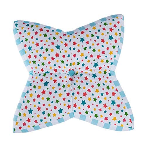 Image of HOMESCAPES Multi-coloured Star Floor Cushion Large Decorative Children’s & Garden Seat Pad with Star Pattern, Pre-Filled 100% Cotton Indoor and Outdoor Cushion, 48cm