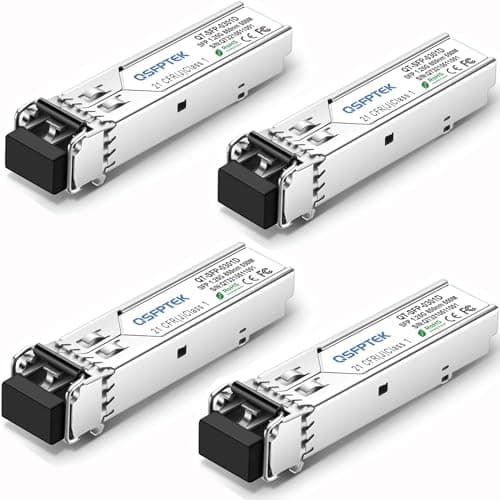 Image of QSFPTEK 4Pack 1000Base-SX Transceiver Gigabit Multimode SFP to LC Module, MMF 850nm,550m,DOM, Mini-GBIC for Cisco GLC-SX-MMD, Meraki MA-SFP-1GB-SX, Mikrotik, Supermicro, Ubiquiti, Netgear