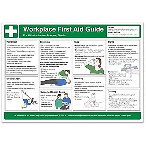 Image of V Safety Workplace First Aid Guidance Poster - A2 (594 x 420 mm) Safety Sign