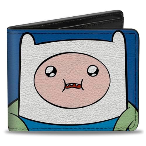 Image of Buckle-Down Cartoon Network Wallet, Bifold, Adventure Time Jake and Finn Face Close Up Blue, Vegan Leather