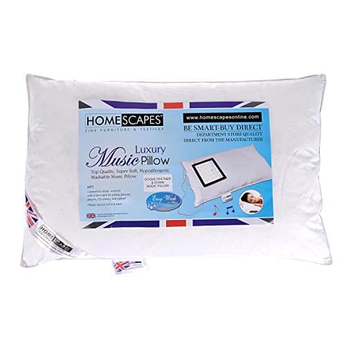 Image of HOMESCAPES - WASHABLE - MUSIC Pillow - White Goose Feather and Down - Department Store Quality - Anti Dust Mite - Wash at Home Range - 100% Microfibre Downproof Cover RDS Certified.