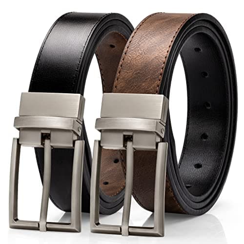 Image of Alphyly Reversible Leather Boss Belts for Men,Brown Mens Belt Fits Suits and Jeans, Iteam Quantity One(not pack), Color Coffee, Length125cm