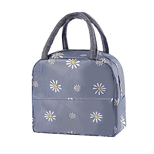 Image of Binoster Insulated Lunch Bag Tote Bag for Women Wide Open Insulated Cooler Bag Water-Resistant Thermal Leak-Proof Lunch Organizer for Men Girls Outdoor Picnic Work (WhiteFlower)