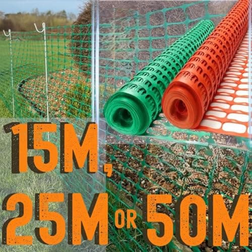 Image of Smith & Barker Temporary Barrier Mesh Fencing 80gsm – Plastic Safety Netting for Garden & Construction – Orange 15m