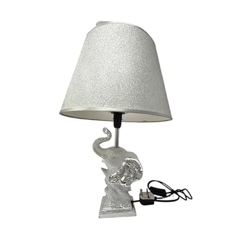 Image of JAYOGLA Luxury Silver Elephant Table Lamp with Glitter Shade – Elegant Decorative Accent Lighting for Living Room, Bedroom & Home Décor