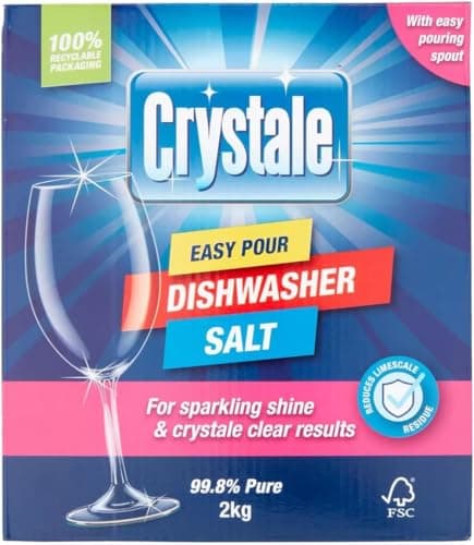 Image of Crystale Dishwasher Salt for Dishwashers and Water Softeners, Enhance Cleaning Results, Streak-Free Glassware Easy-Pour Box 2kg