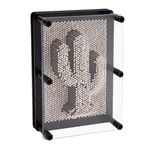 Image of Global Gizmos 30350 Metal Pin Art Impression Toy/Black Frame/Ideal for Home and Office/Novelty Fun Gift / 3D Fun Desktop Sculpture Gadget/Classic Retro Game / 20cm x 15cm
