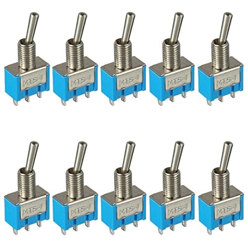 Image of HUAREW SPDT Mini Toggle Switch MST-102 AC 125V 6A / 250V 3A ON-ON 3 Pins 2 Position, Marine Rocker Locking Toggle Switch for Arduino Auto Truck Boat Switches 10Pcs
