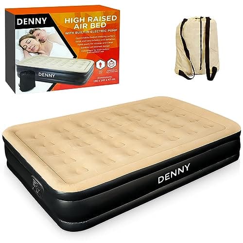 Image of DENNY Double High Raised Airbed Inflatable Mattress, Waterproof Camping Mattress Air Bed, Quick Inflatable Air Mattress for Adults & Kids, Blow Up Mattress Air Bed with Built-In Electric Pump