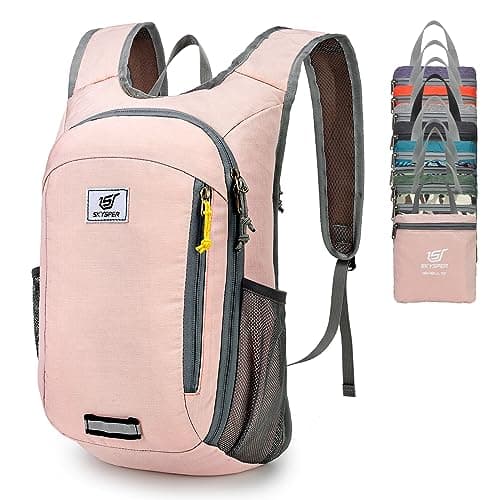 Image of SKYSPER Small Daypack 10L Hiking Backpack Packable Lightweight Travel Compact Foldable Rucksack for Women Men(Pink)