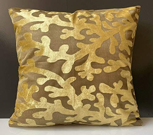 Image of Large Cushions cover or filled cushion Velour Velvet Mustard Gold 21"x21" | cover only | Mustard Gold Branches