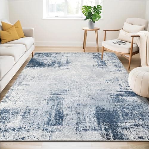 Image of Guchuang Bedding Washable Area Rugs Large 200 x 280 cm Rugs Living Room Non Slip Rug Soft Faux Short Pile Carpet Abstract Blue Rug for Bedroom Dining Room