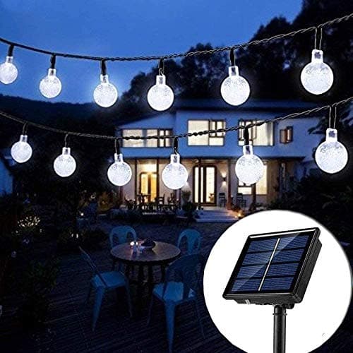 Image of iihome Solar Garden Lights,60 LED String 36ft Outdoor Waterproof Solar-Powered Crystal Ball Decorative Lights for Garden,Patio,Yard,White, 36feet