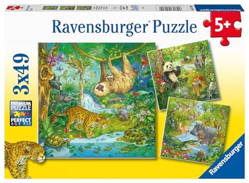 Image of Ravensburger Jungle Fun Jigsaw Puzzles for Kids Age 5 Years Up - 3x 49 Pieces - Toys & Games for Children