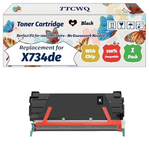 Image of Compatible for Lexmark X734de Toner Cartridge Work for Lexmark X734de Printers, with Chip, High Yield 8000 Pages, High-Definition Printing (1 Pack Black)