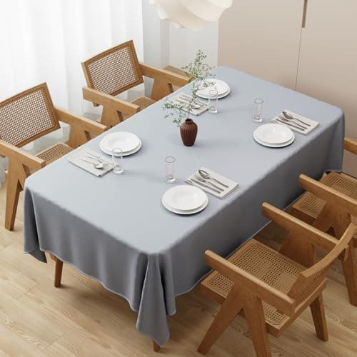 Image of Zdada Extra Large Grey Table Cloths 300x150cm(118x59Inch), Long Rectangular Table Cloth, Washable Polyester Fabric Tablecloth for Wedding Banquet Party Home Dining Table Cover